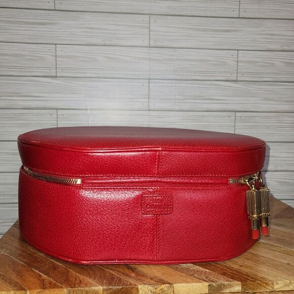 Lulu Guiness Top Handle Vanity Case Hatbox Red Leather Attache Rare 2007 Vintage - Picture 5 of 17